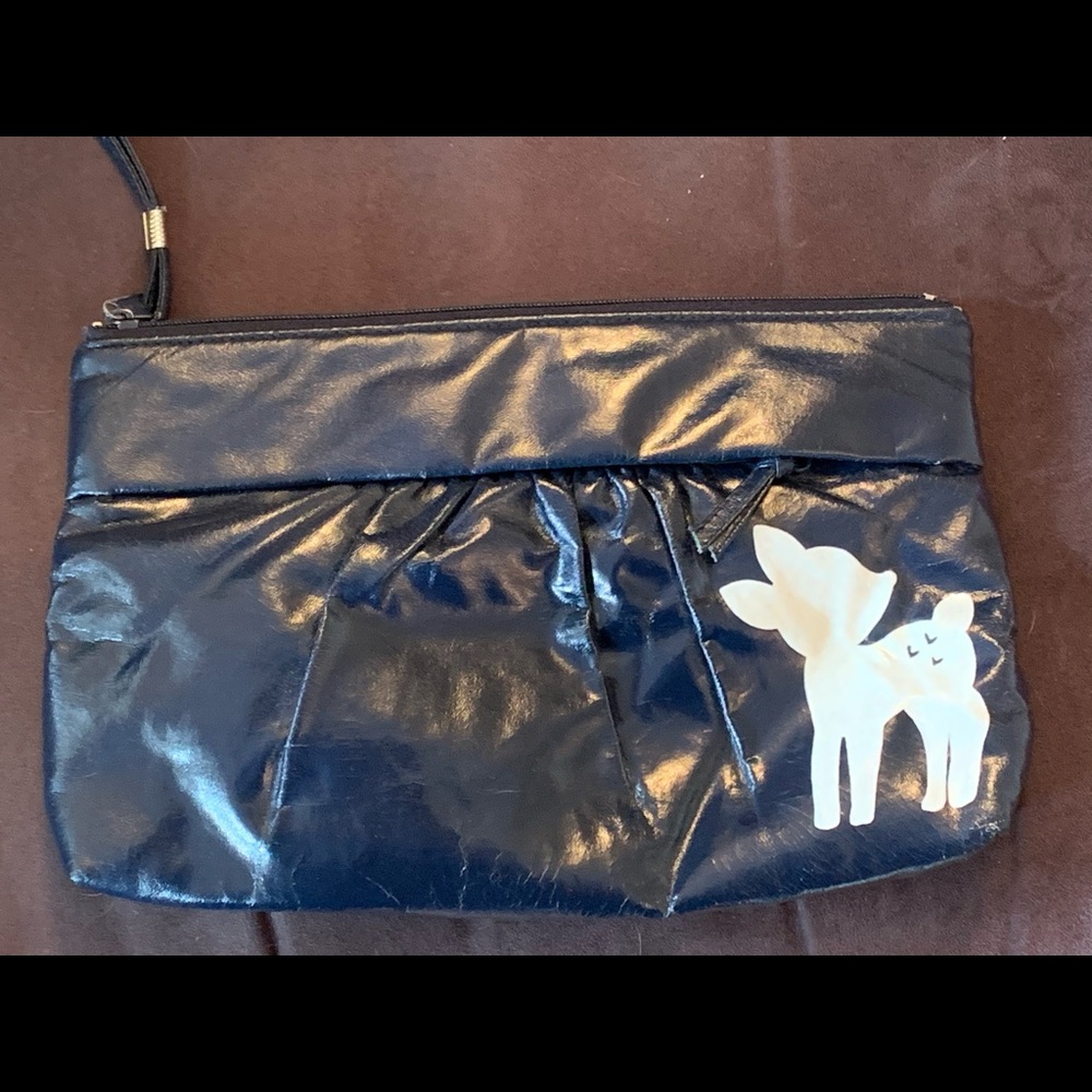 Vintage Vegan Blue Deer Clutch Bag